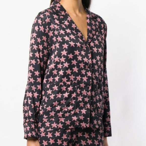 LOVE STORIES Intimates Cover-Up Shirt in Pink Stars - Picture 1 of 7
